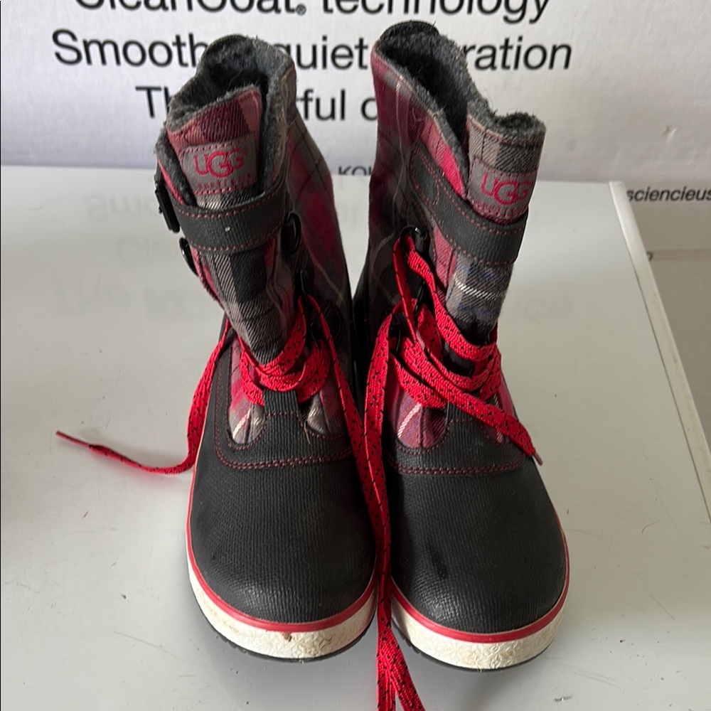 UGG Women Black and Red Plaid Boots